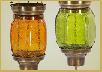 MOVING COATED FUSED GLASS OIL LAMP G1015-